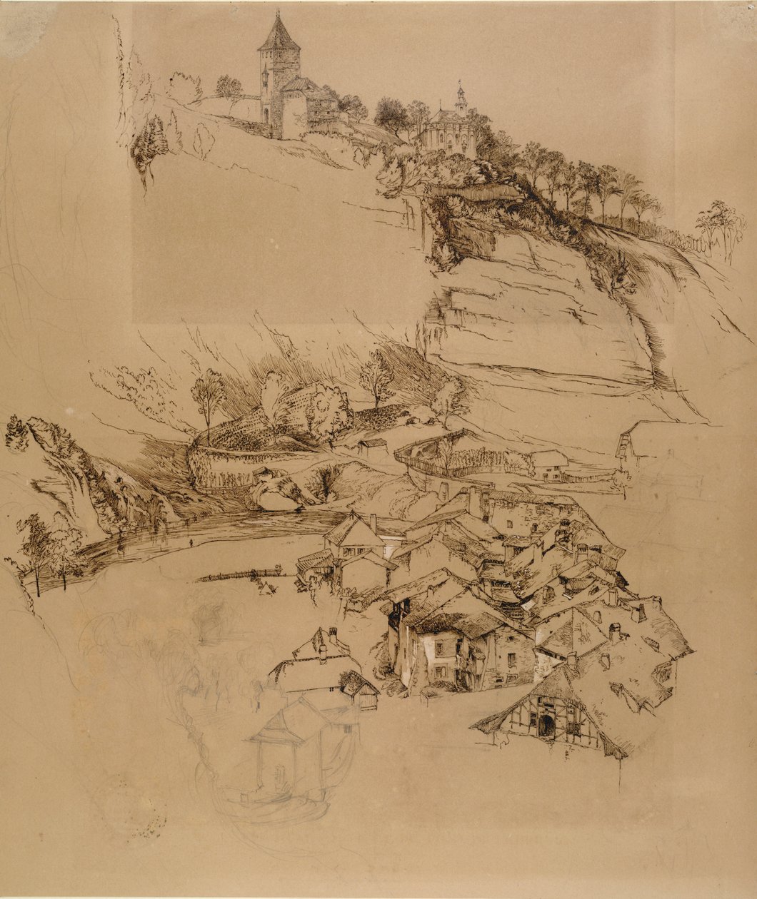 Fribourg, Schweiz: Federzeichnung, Juli oder August - September 1856 von John Ruskin