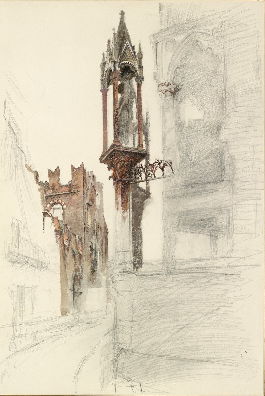 Studie einer Nische um das Grab von Cansignorio della Scala in Verona, 1869 von John Ruskin