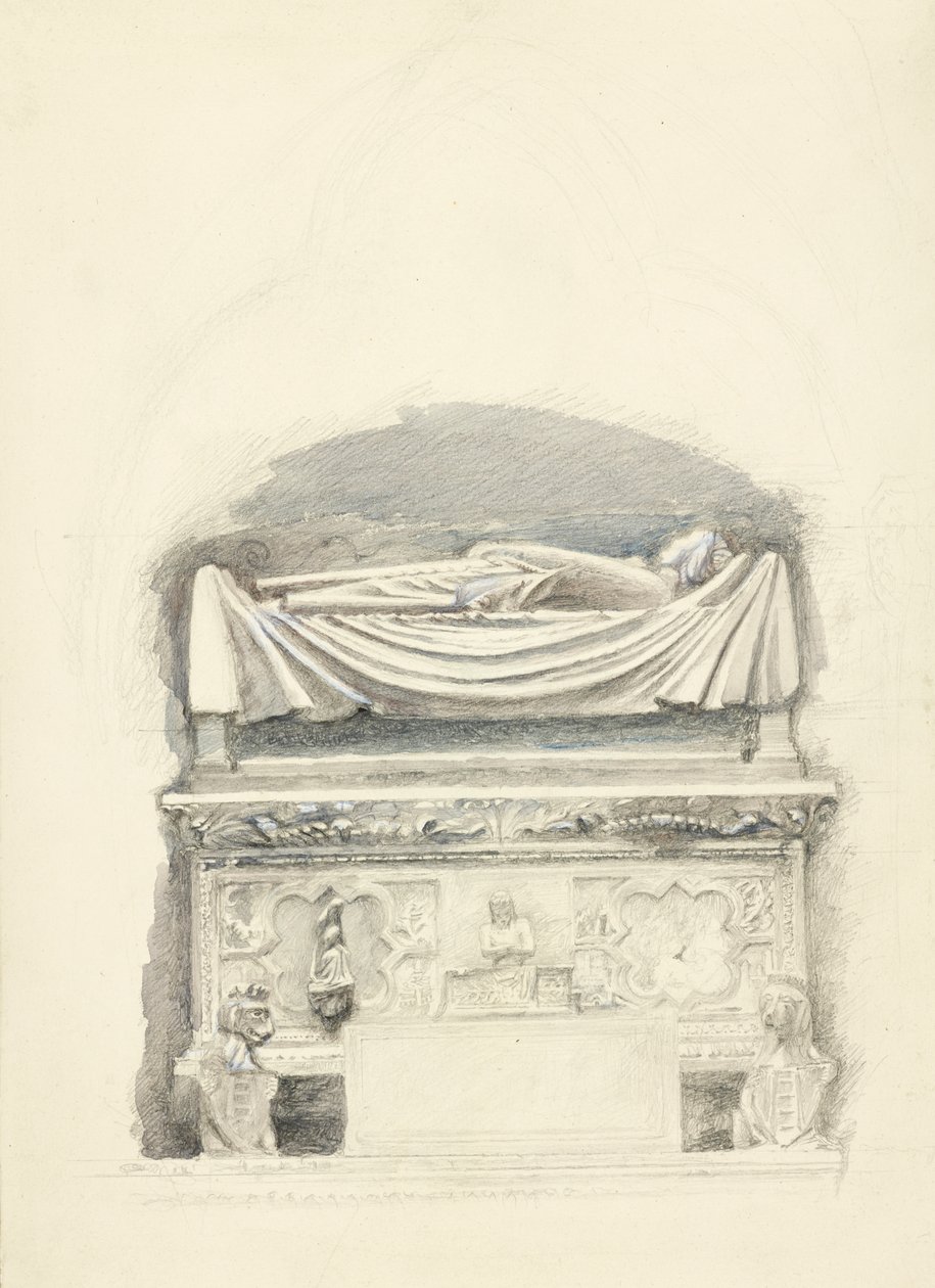 Der Sarkophag und die Effigie des Grabes von Cangrande I della Scala, Verona, 21. Mai-1. Juli 1869 von John Ruskin