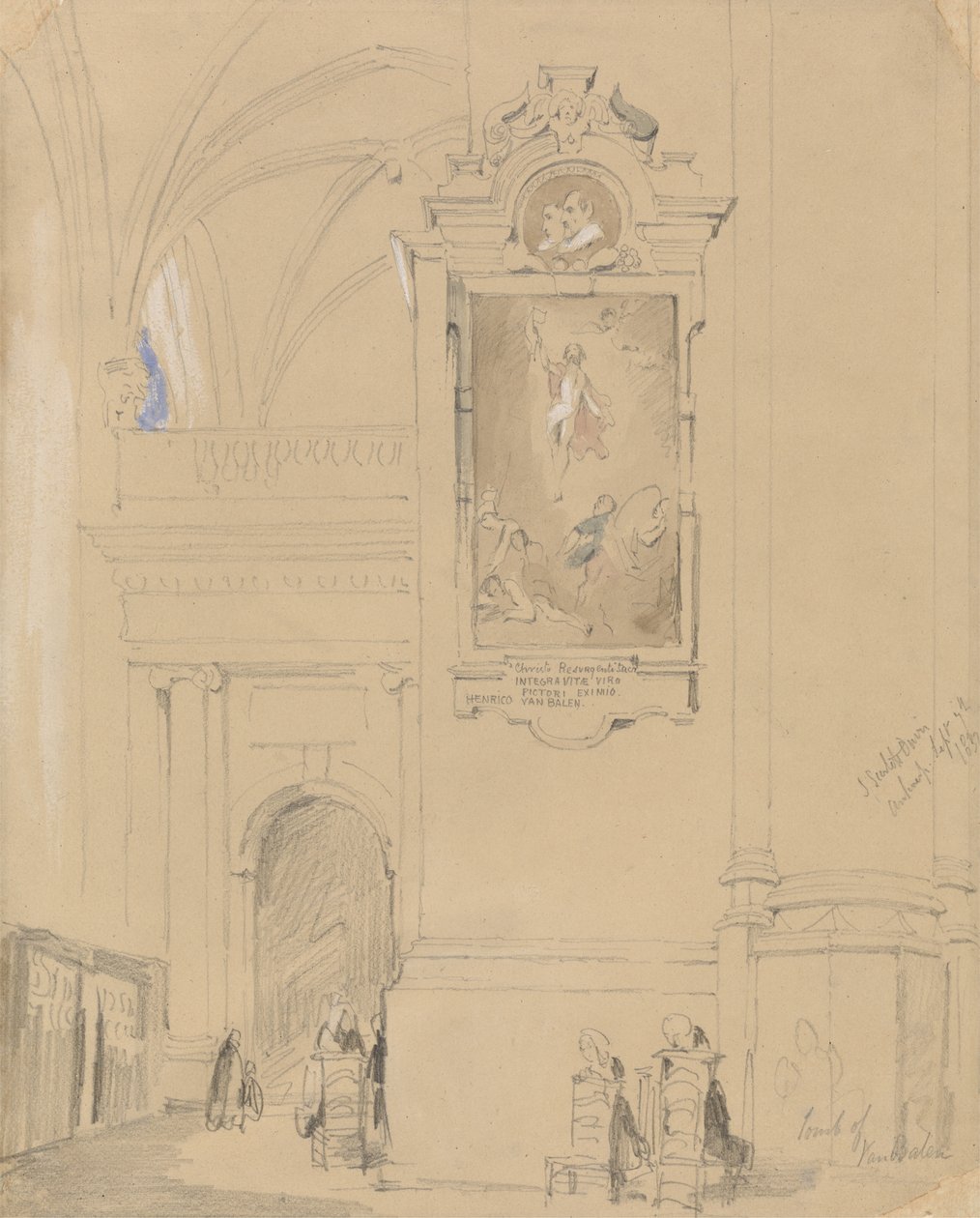 Das Grab von Hendrick van Balen (1575-1632), Antwerpen, 7. September 1832 von John Scarlett Davis
