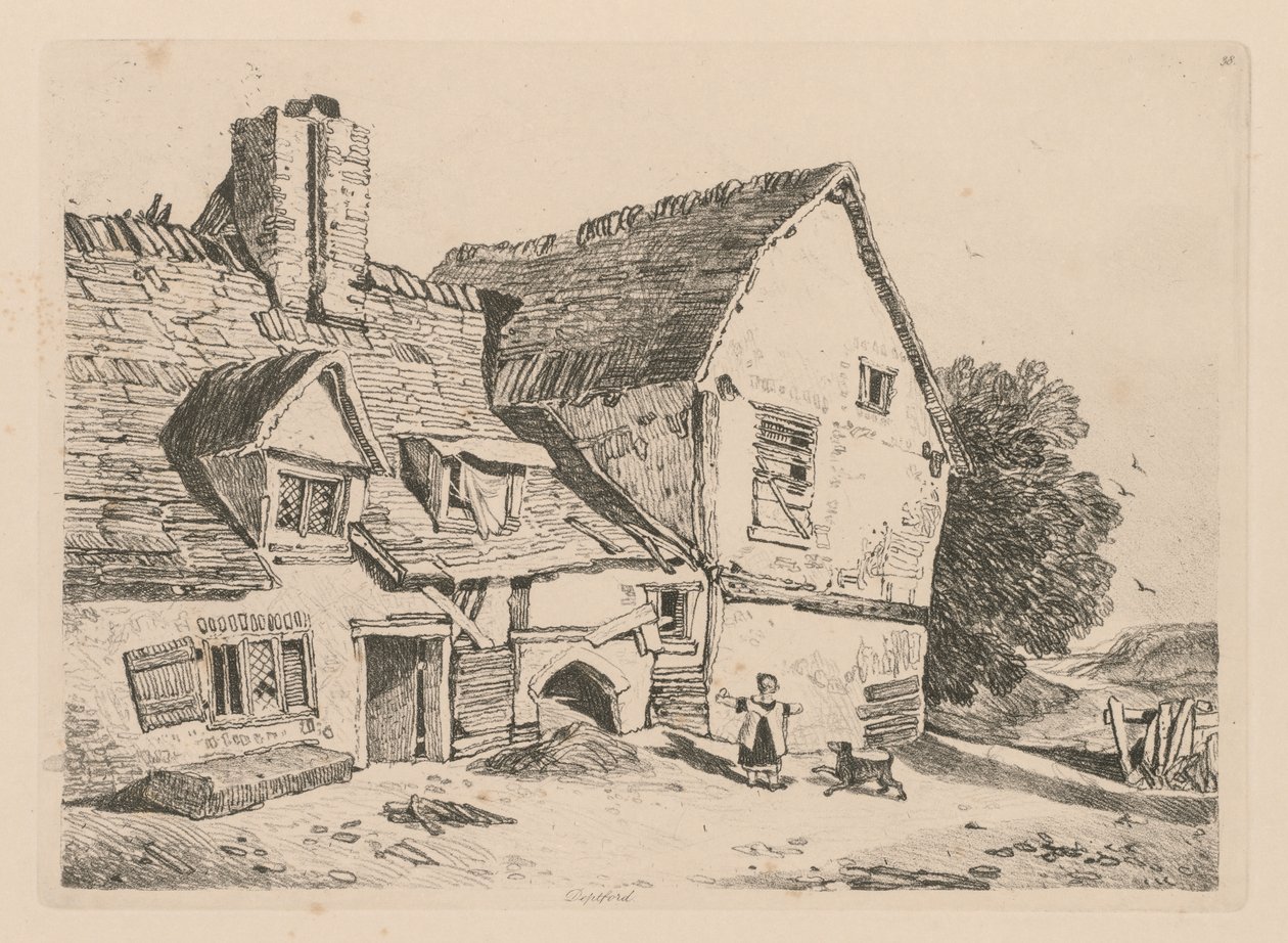 Liber Studiorum: Tafel 38, Blick auf Deptford von John Sell Cotman
