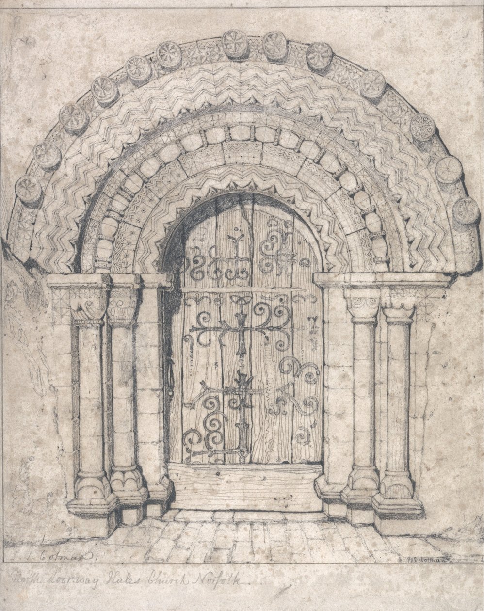 Nordportal der Hales Kirche, Norfolk von John Sell Cotman