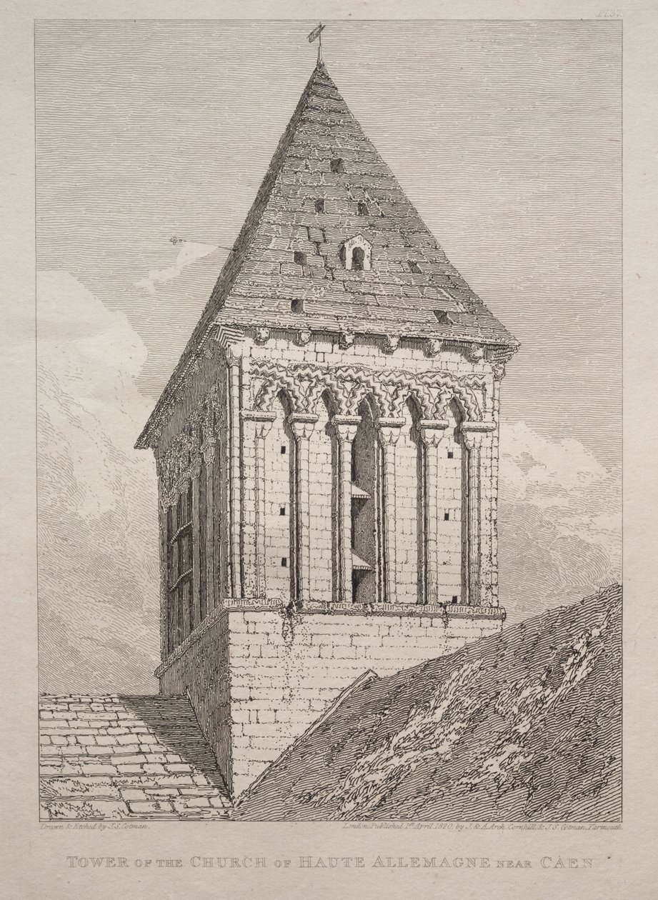 Turm der Kirche von Haute Allemagne bei Caen von John Sell Cotman