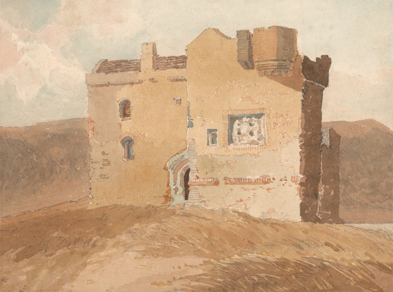 Unbekannte Burg (früher Clanbury Castle genannt) von John Sell Cotman