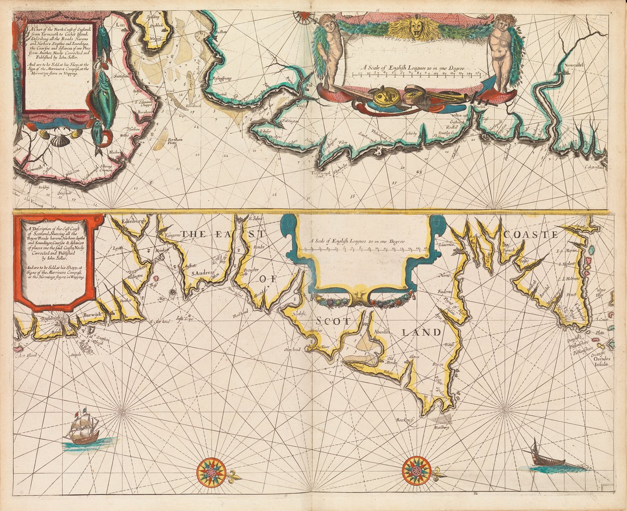 Der englische Pilot, das erste Buch: Beschreibung der nördlichen Navigation, ca. 1671 von John Seller