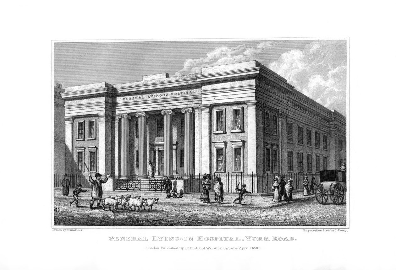 General Lying-in Hospital, York Road, Lambeth, London, 1830 von John Shury