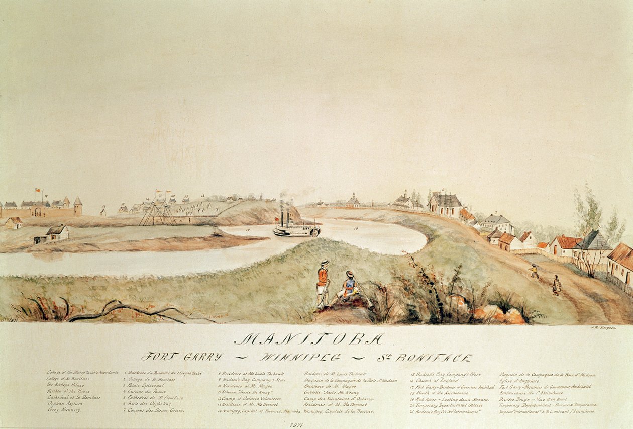 Manitoba, zeigt eine Handelsstation der Hudson Bay Company, 1871 von John Simpson