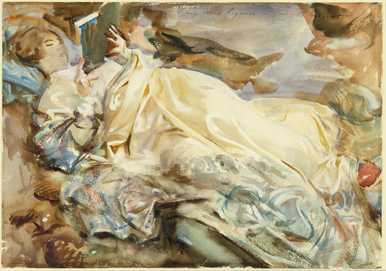 Rose-Marie Ormond liest in einem Kaschmirschal von John Singer Sargent