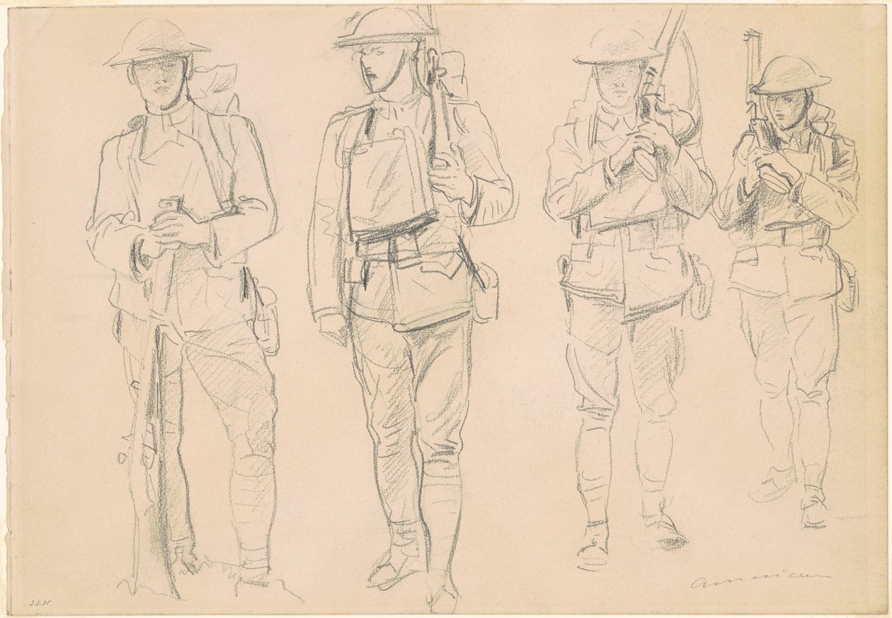 Studien für den Kriegseintritt [recto], 1918 von John Singer Sargent