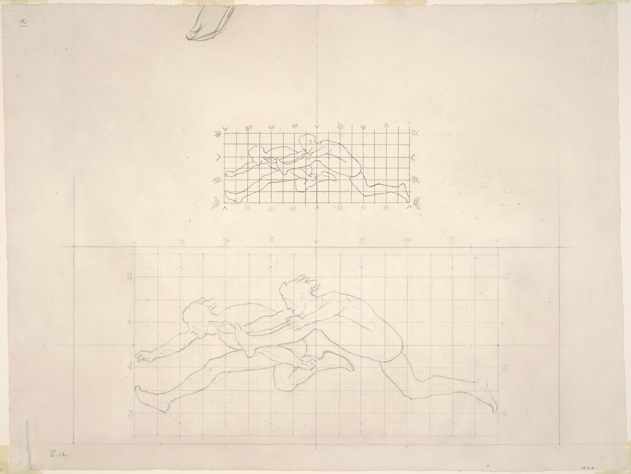 Studien für zwei klassische männliche Figuren im Sprung, 1919-1920 von John Singer Sargent