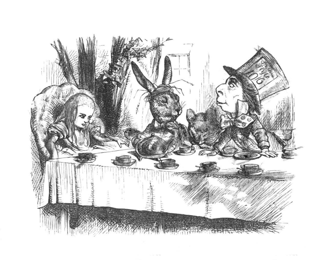 Alice bei der Teeparty des verrückten Hutmachers, 1889 von John Tenniel