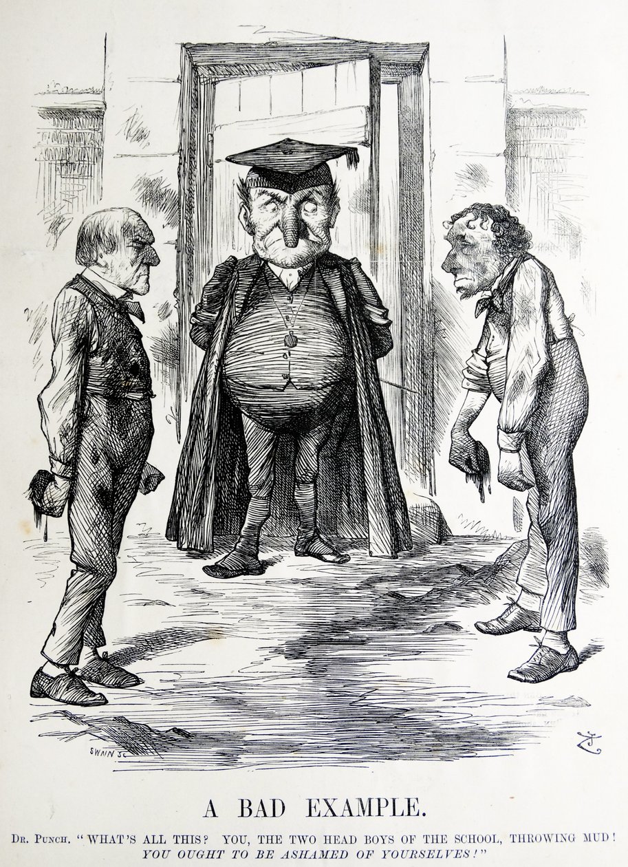 Politische Satire, die William Ewart Gladstone und Benjamin Disraeli darstellt von John Tenniel