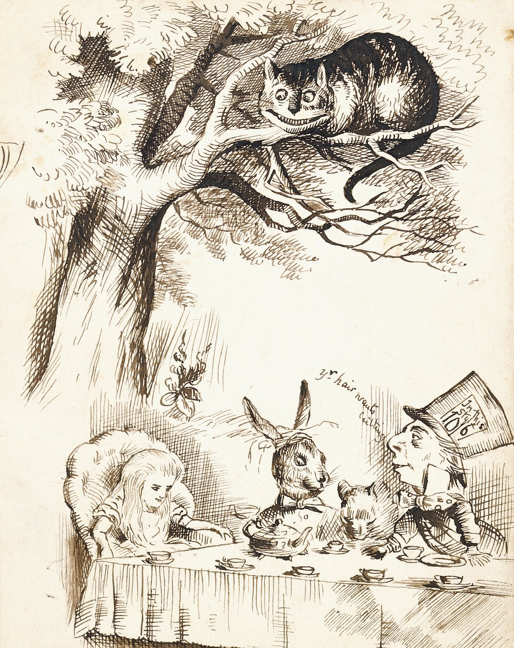 Szene aus der Teeparty des verrückten Hutmachers, ca. 1865 von John Tenniel