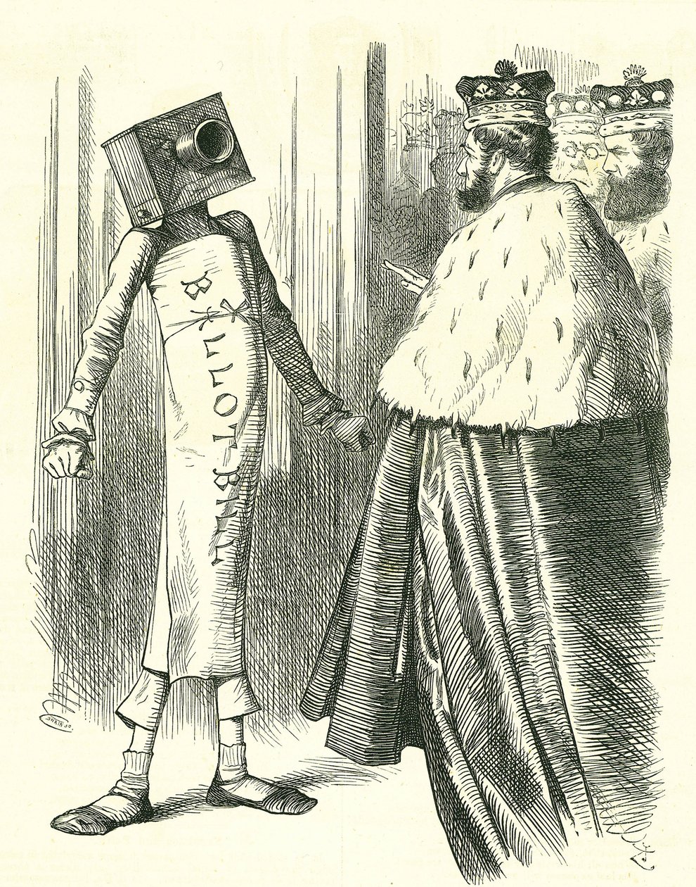 Das Wahlgesetz steht dem House of Lords gegenüber. John Tenniel Karikatur aus Punch, London, 20. Juli 1872 von John Tenniel