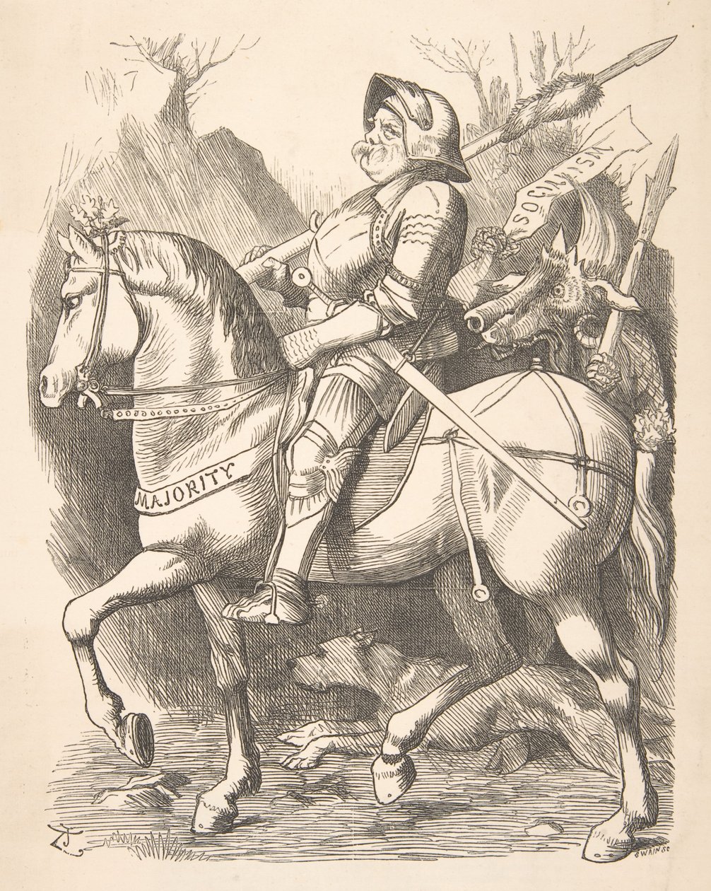 Der Ritter und sein Begleiter Punch, 5. März 1887, 1887 von John Tenniel