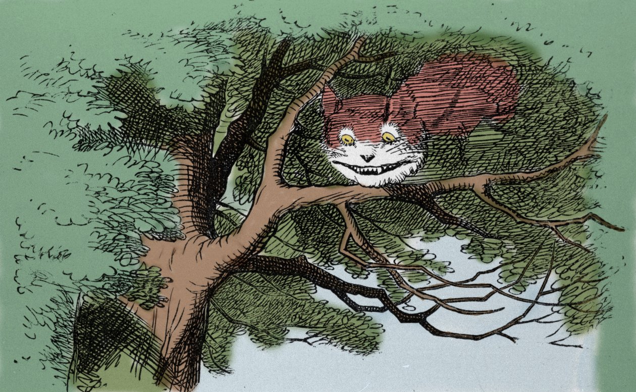(Detail): Alice und die Katze, Illustration von Sir John Tenniel für die Erstausgabe des Märchens Alice im Wunderland von dem englischen Schriftsteller Lewis Carroll (Charles Lutwidge Dodgson) (1832-1898). von John Tenniel