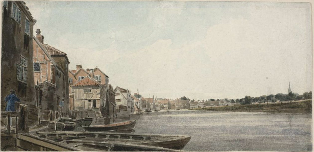 Blick auf den Wensum bei der King Street, von der Foundary Bridge aus gesehen von John Thirtle