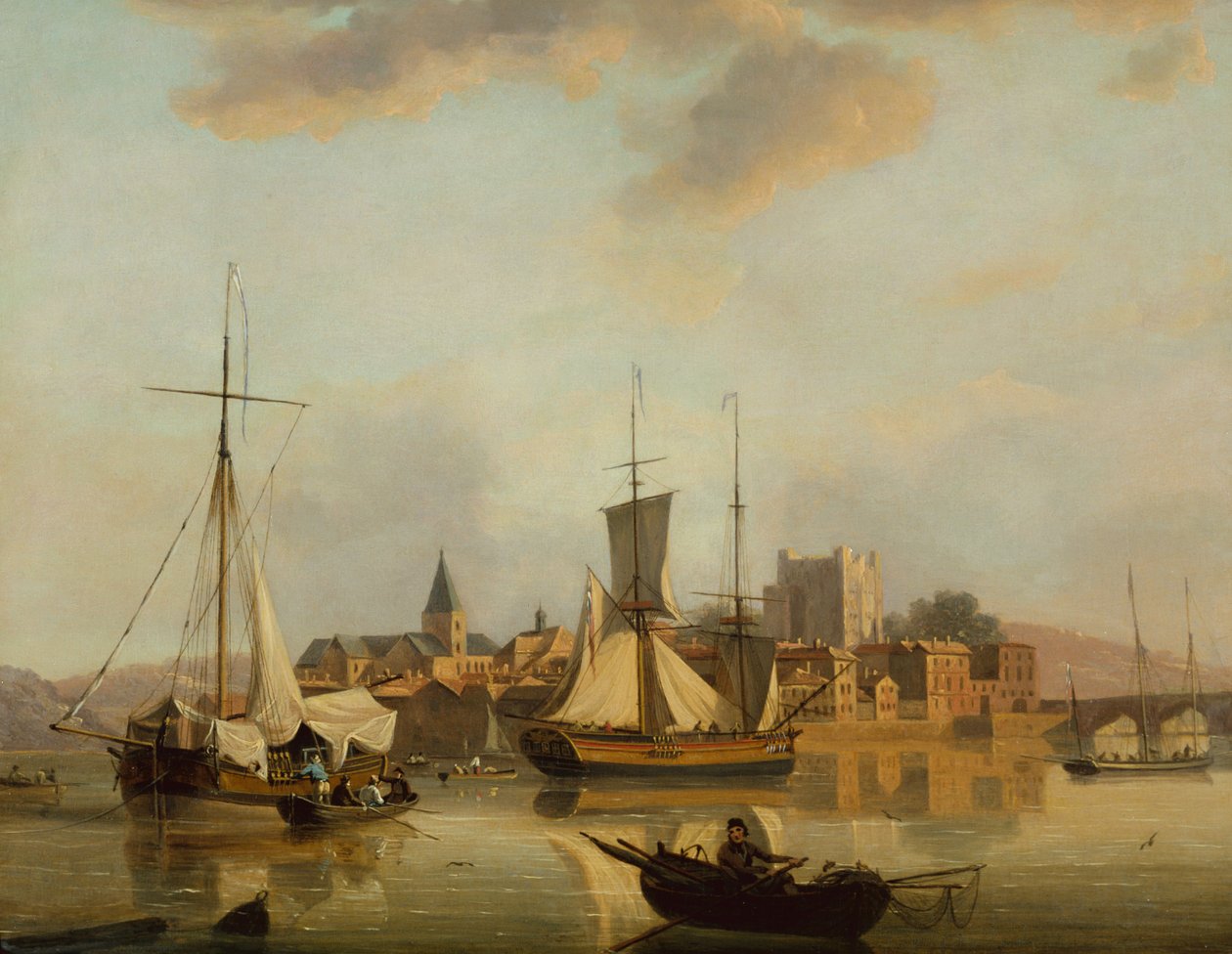 Ansicht von Rochester mit Schiffen von John Thomas Serres