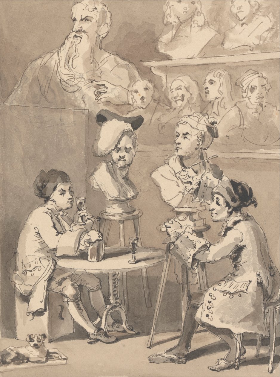 Hogarth sitzt Roubiliac für seine Büste von John Thomas Smith