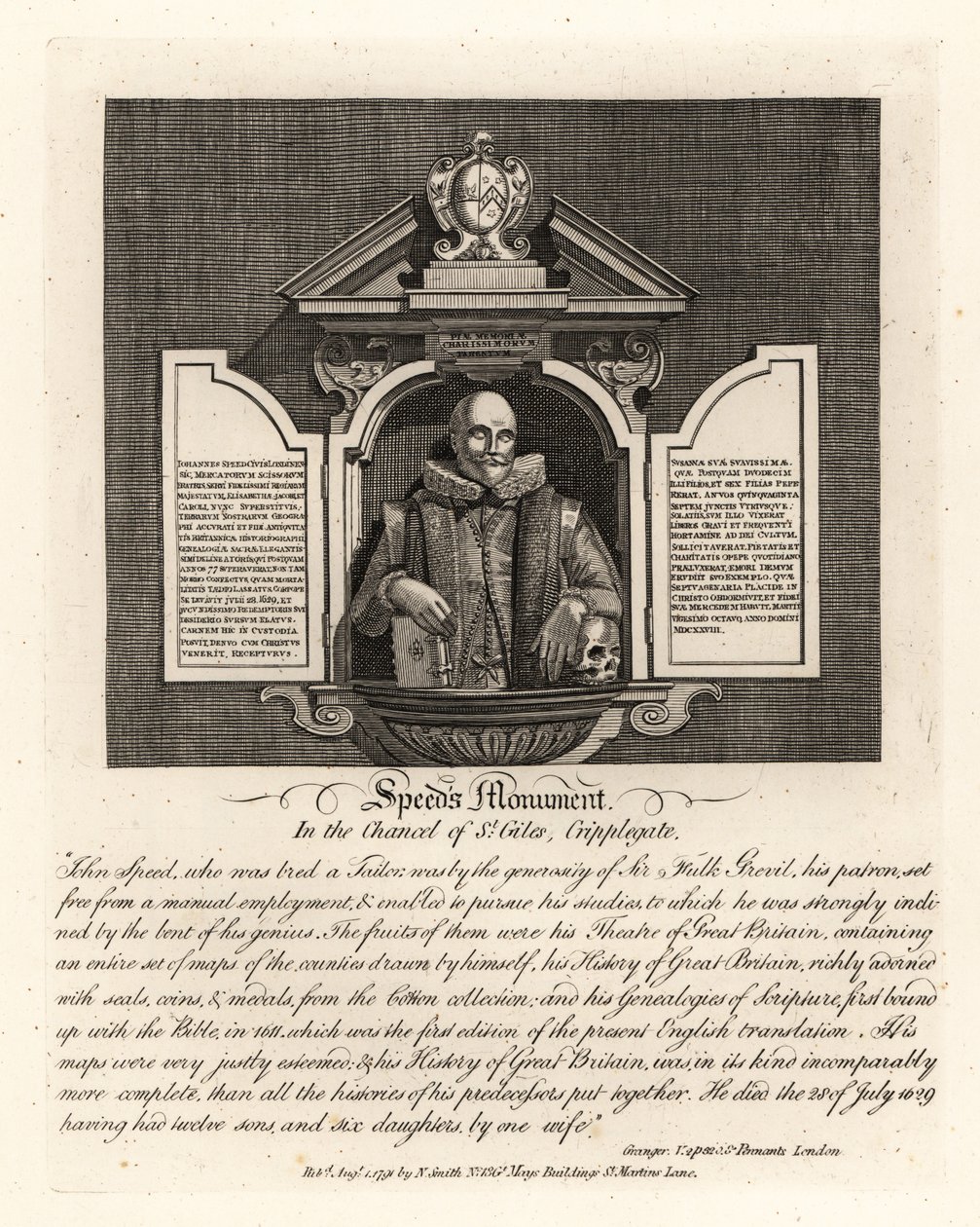 John Speed’s Denkmal im Chor von St. Giles, Cripplegate von John Thomas Smith