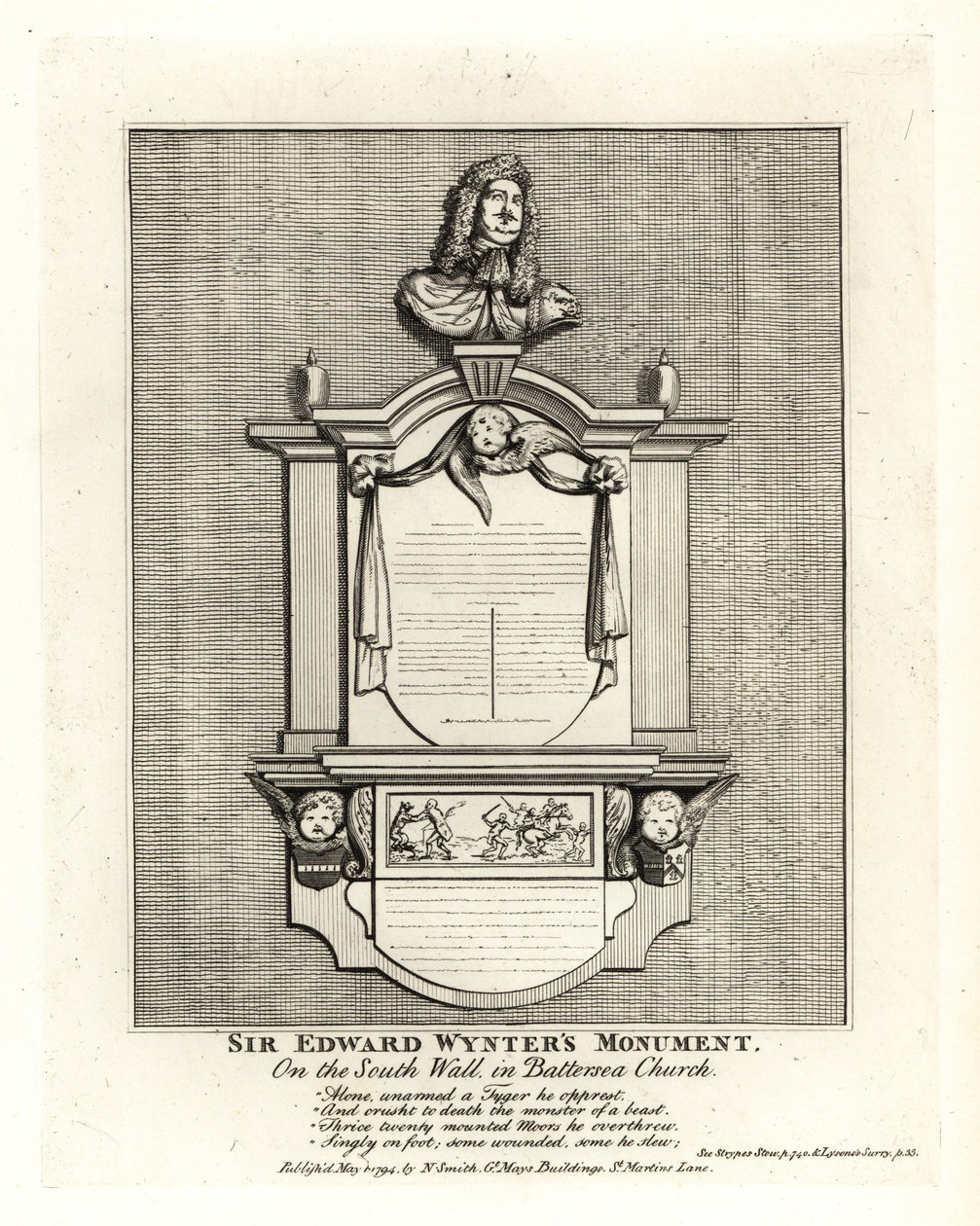 Denkmal von Sir Edward Wynter, gestorben 1685, an der Südwand der St. Mary