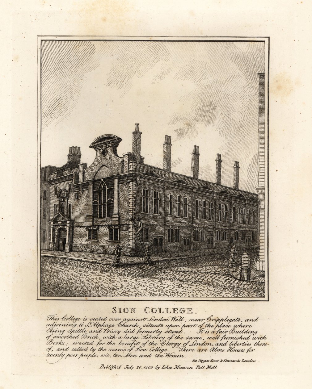 Sion College, an der London Wall, nahe Cripplegate von John Thomas Smith