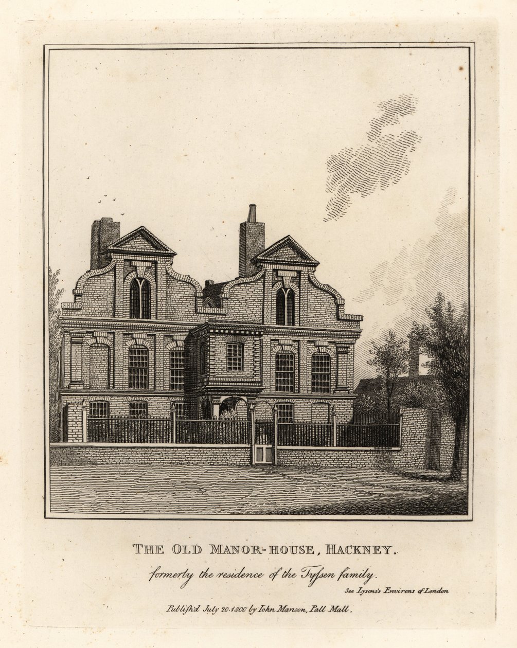 Das Alte Herrenhaus, Hackney, ehemals Residenz der Familie Tyssen von John Thomas Smith