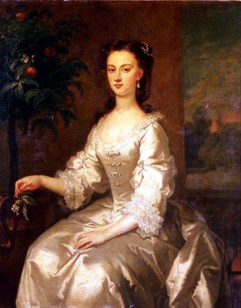 Porträt von Mary, Gräfin von Delorain, bei einem Orangenbaum von John Vanderbanck