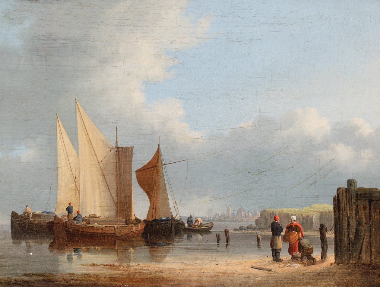 Niederländische Boote in ruhigem Wasser von John Ward