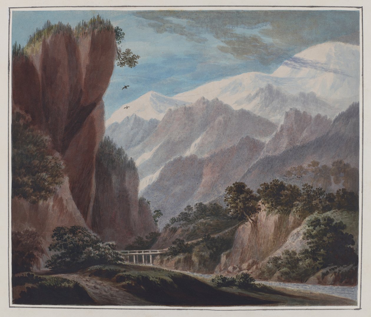 Aufstieg vom Tal von Sallanches nach Chamonix, ca. 1781 von John Warwick Smith