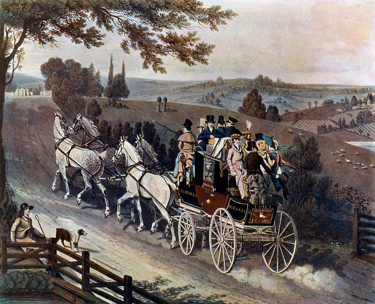 Postkutsche, 1822, um 1920 von John Watson