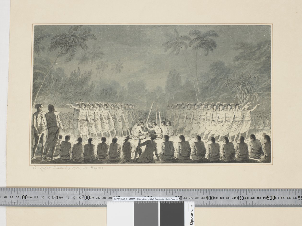 F.5 Ein nächtlicher Tanz von Männern in Hapaee, ca. 1773-84 von John Webber