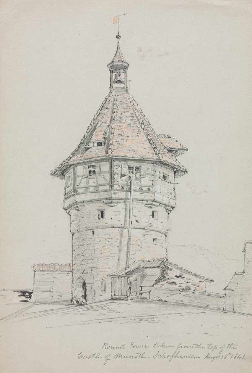 Runder Turm, Schloss Munoth, Schaffhausen, Schweiz von John William Casilear