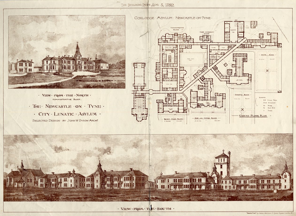 Die Irrenanstalt von Newcastle upon Tyne, Coxlodge, um 1829 von John William Dyson