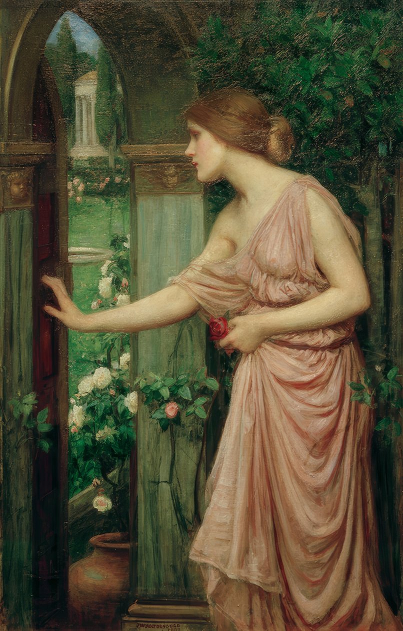 Psyche öffnet die Tür zu Cupids Garten von John William Waterhouse