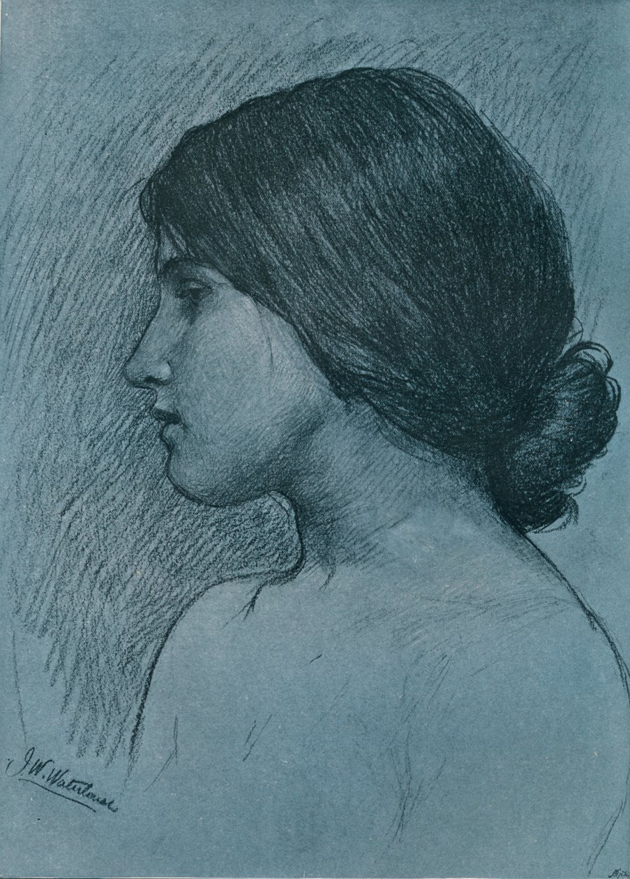 Studie eines Kopfes, um 1899 von John William Waterhouse