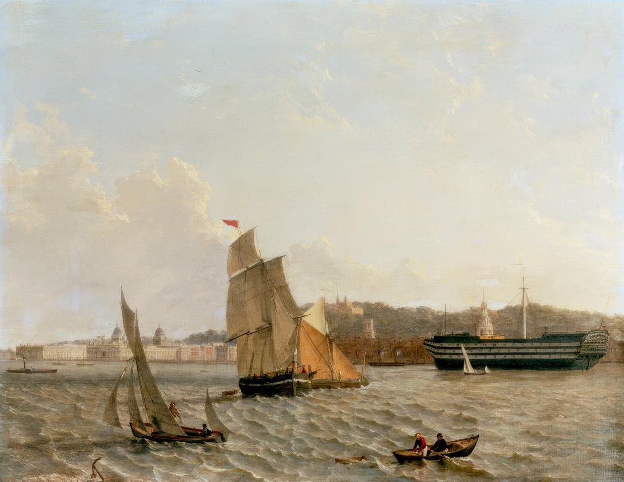 Blick über die Themse auf Greenwich mit Greenwich Hospital von John Wilson Carmichael