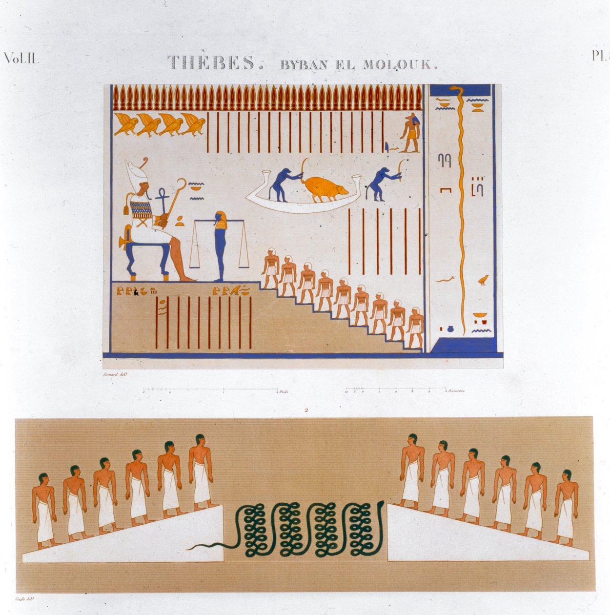 Illustrationen von Fresken aus Byban el Molouk, Theben, Ägypten von Jomard