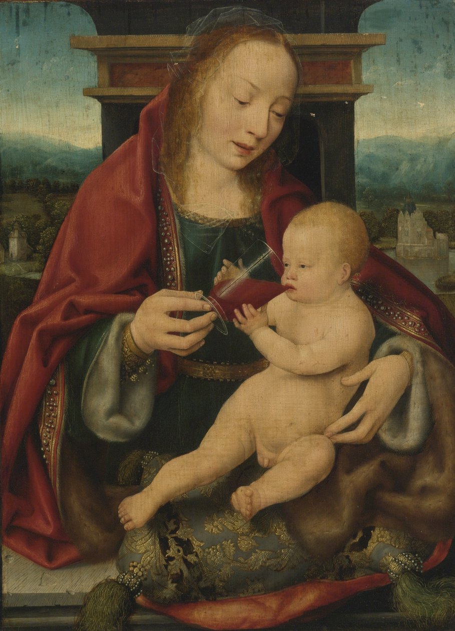 Maria mit Kind / Maria mit weintrinkendem Kind von Joos van Cleve
