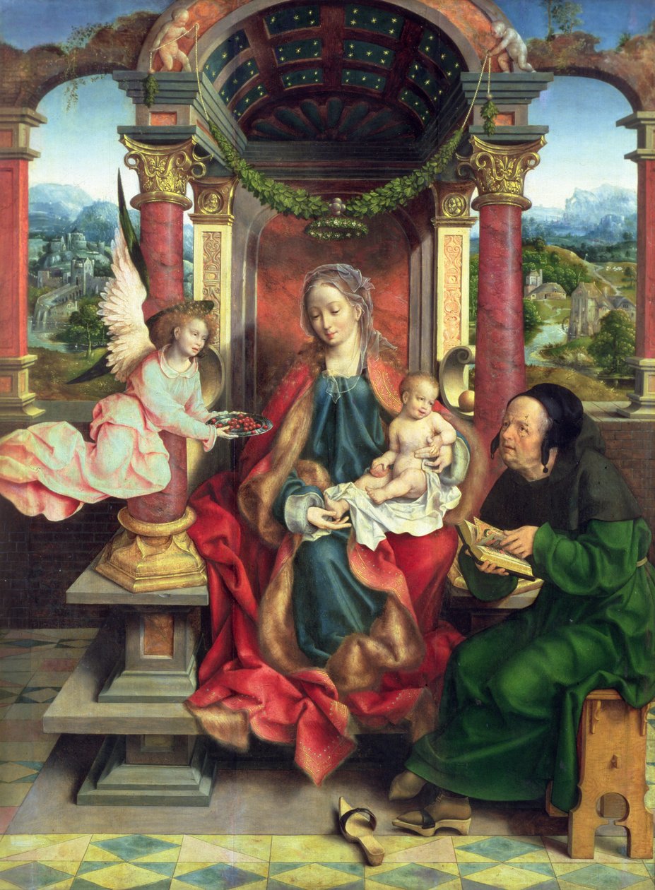 Die Heilige Familie, Mittelteil eines Triptychons, ca. 1530 von Joos van Cleve