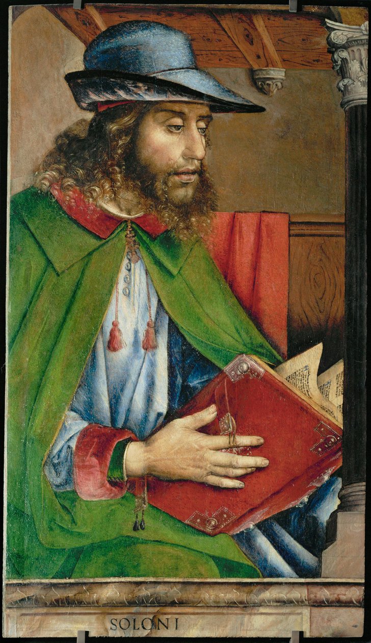 Solon, Gesetzgeber von Athen, aus einer Serie von 28 Porträts, um 1475 für das Studiolo von Federigo von Montefeltre gemalt von Joos van Gent (fl.1460-75)