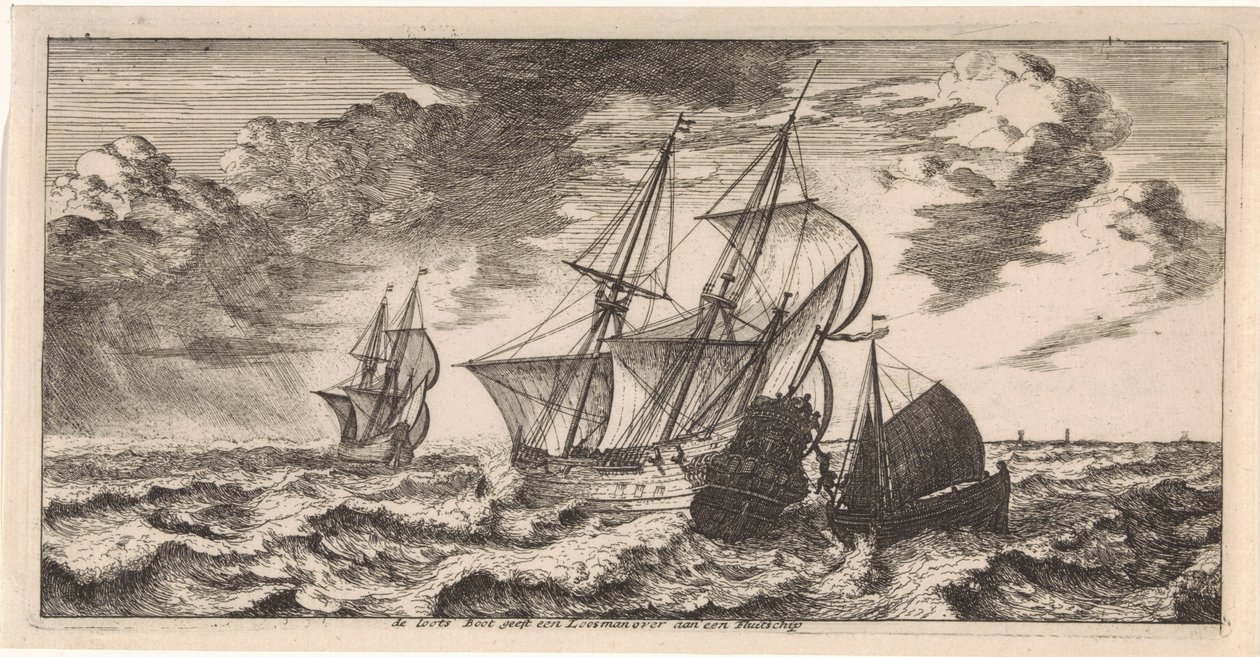 Ein Lotse kommt an Bord eines Schiffes von Joost van Geel