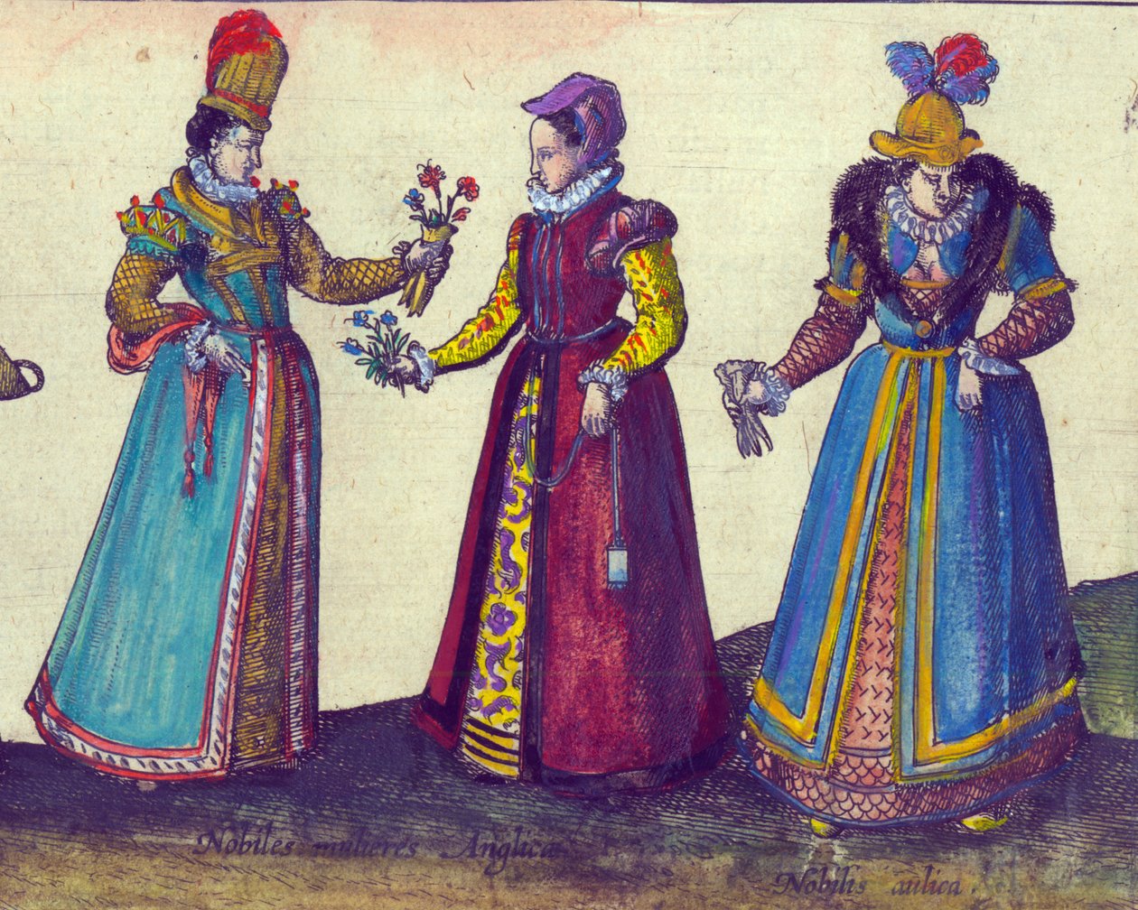Englische Frauen der elisabethanischen Ära, 1598 (Detail) von Joris Hoefnagel