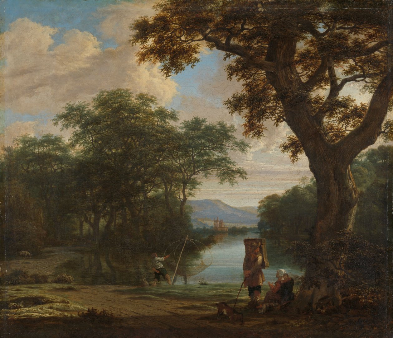 Landschaft mit Fischer mit einem quadratischen Netz, um 1645-1655 von Joris van der Haagen or Hagen