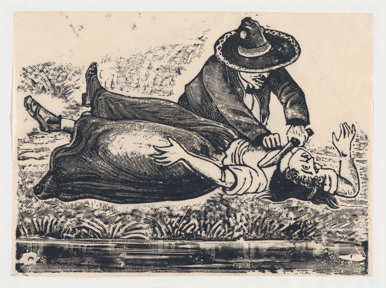 Francisco Guerrero, der Westenmacher und Mörder, ermordet eine Frau, ca. 1905-1910 von José Guadalupe Posada