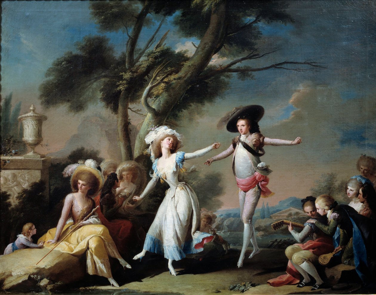 Paare in einem Park. Gemälde von Jose Camaron Y Boronat (1730-1803). von Jose Camaron