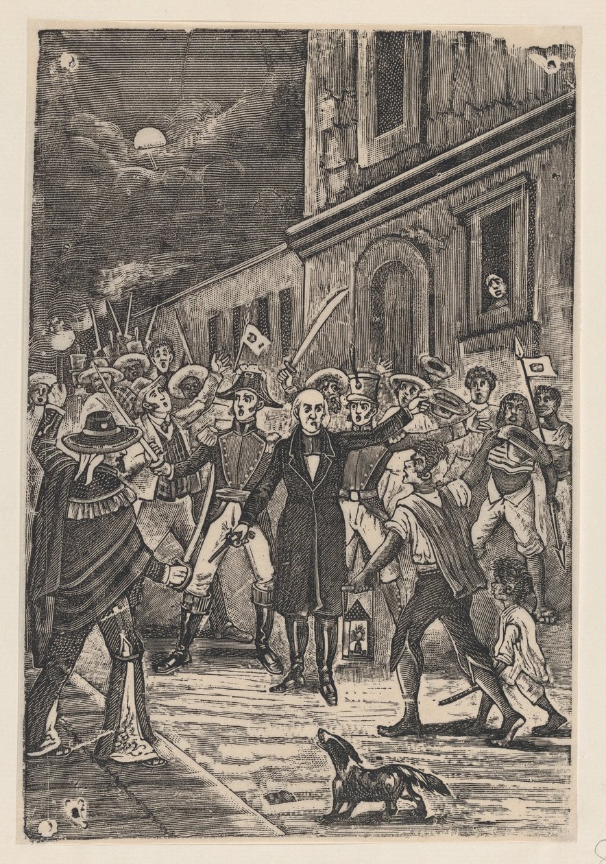 Eine Gruppe von Männern mit Waffen ruft nach Unabhängigkeit von José Guadalupe Posada