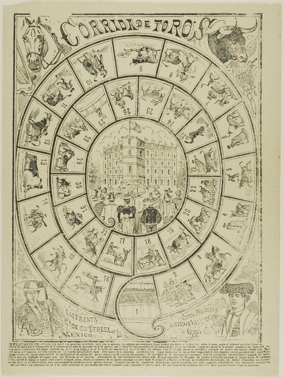 Stierkampf Würfelspiel von José Guadalupe Posada