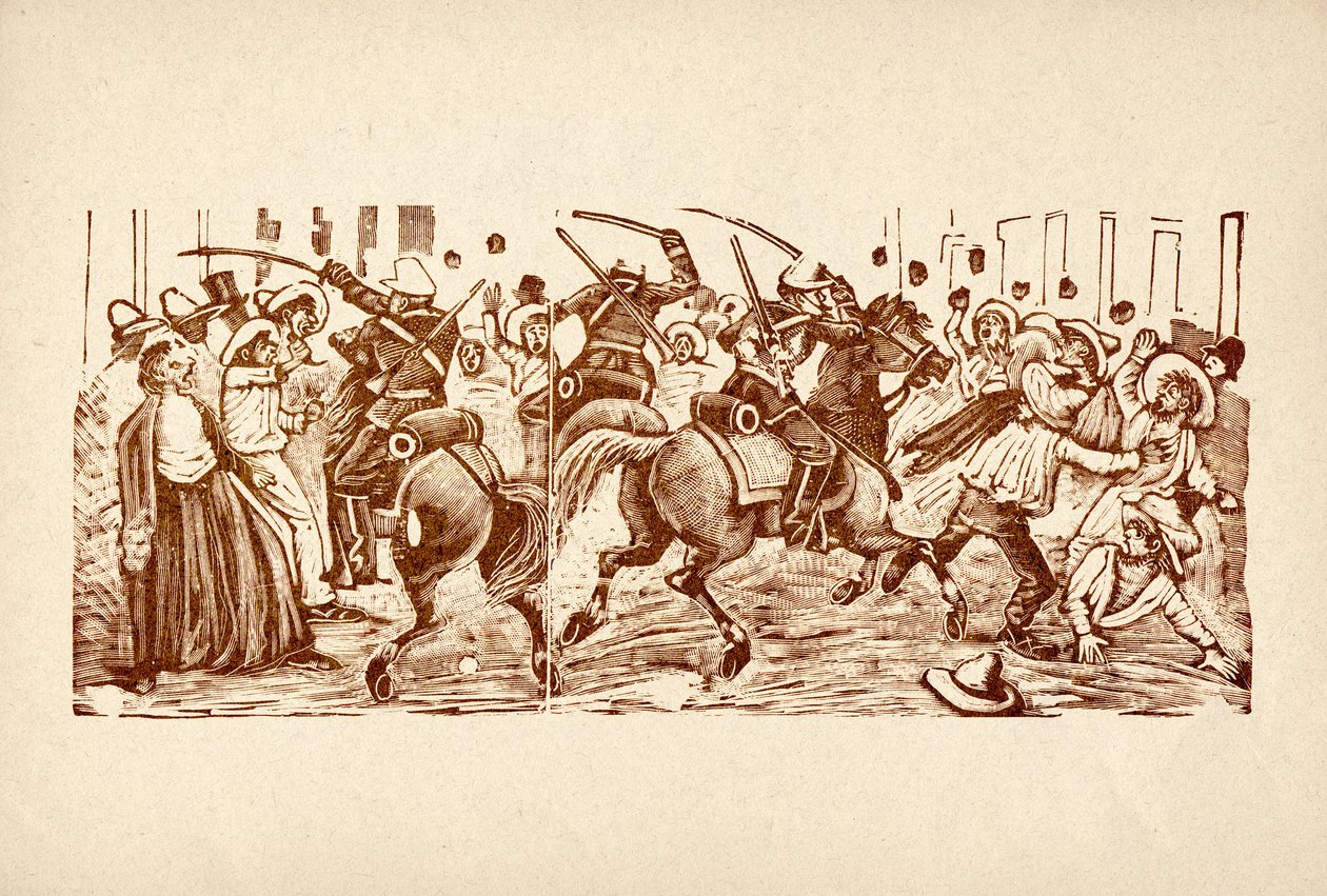 Demonstration in Mexiko während der Diktatur von Diaz von Jose Guadalupe Posada