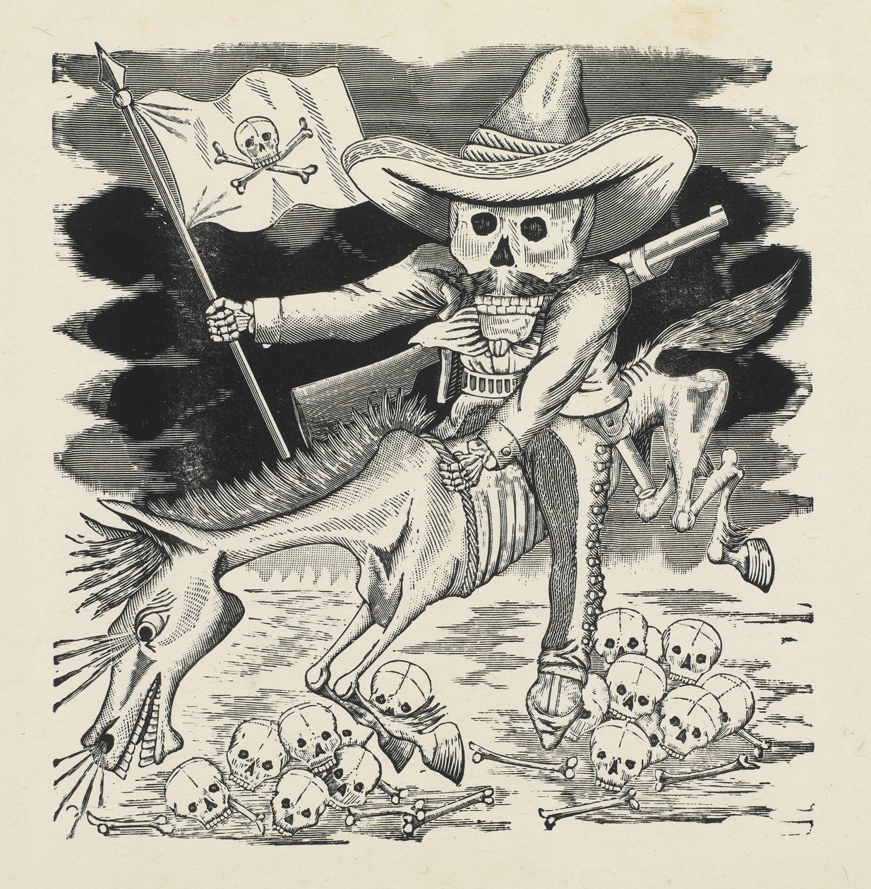 Der große Schädel von Emiliano Zapata, ca. 1911-16, gedruckt 1930 von José Guadalupe Posada